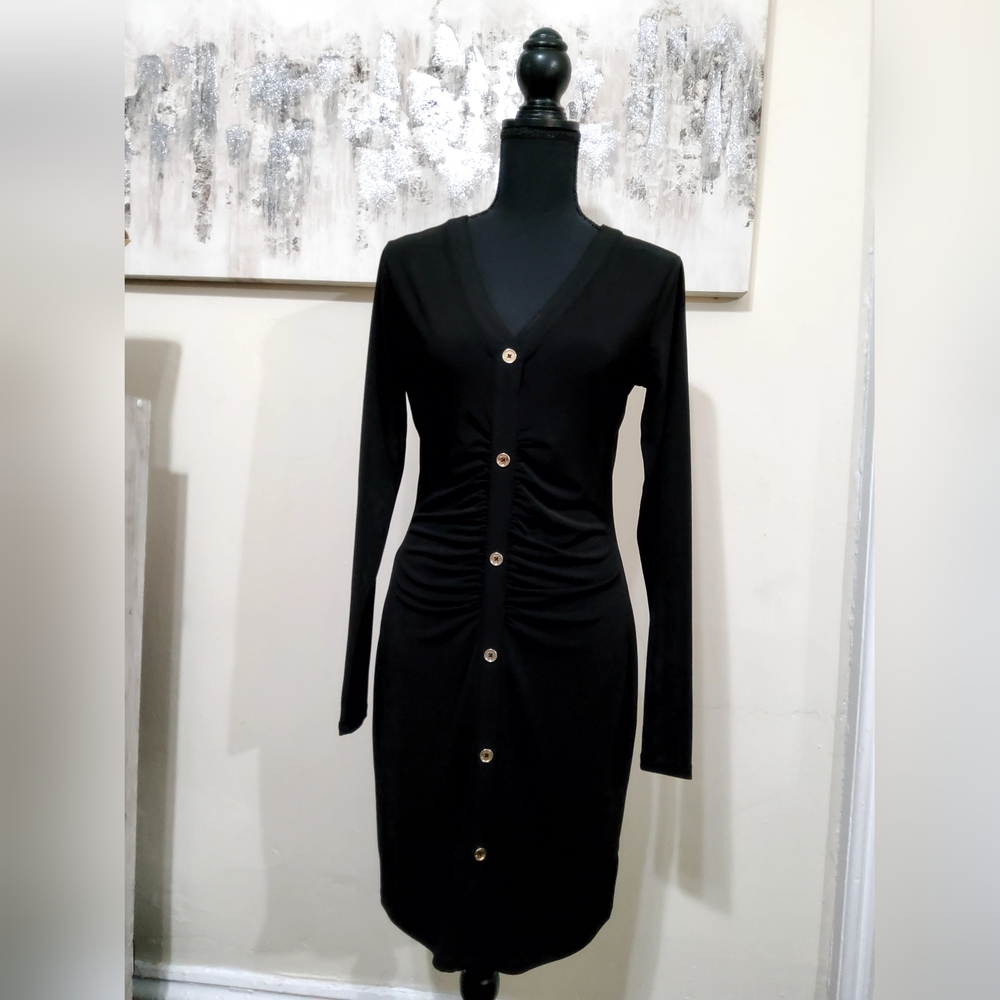 Michael Kors Black Long Sleeve Sheath Dress